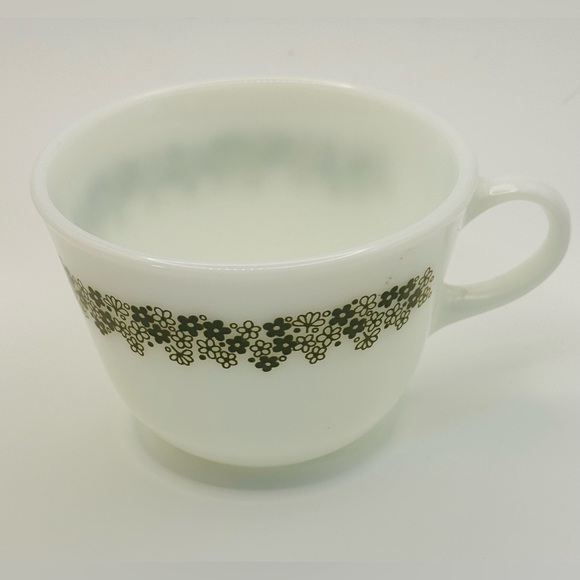 Vintage Pyrex Crazy Daisy Spring Blossom Green Milk Glass Cups Set of 6! - Picture 15 of 16